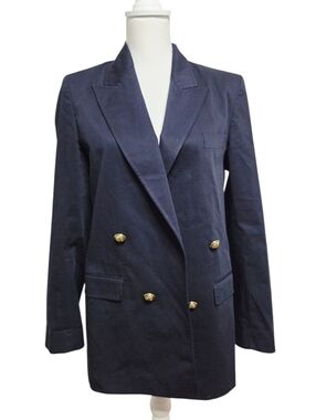 Massimo Dutti Double Breasted Navy Blue Blazer 8